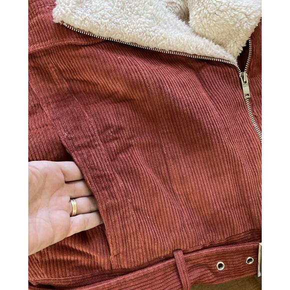 Fashion On Earth Women’s corduroy Sherpa Lined Jacket L New Rust retro Grunge ￼ - Picture 7 of 13